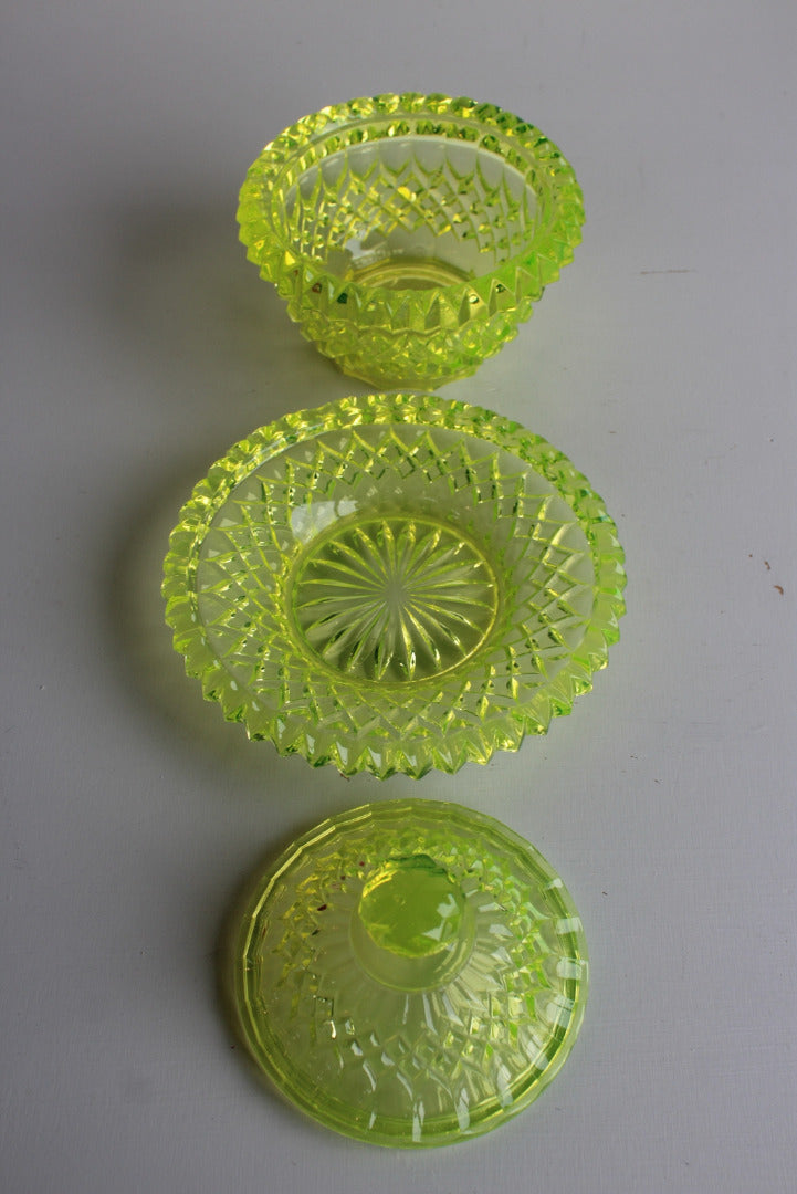 Vaseline Glass Lidded Pot - Kernow Furniture