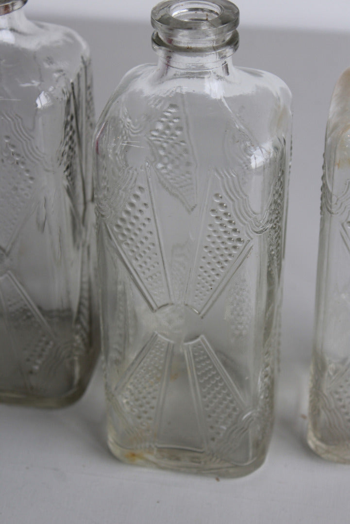 3 x Vintage Glass Cordial Bottles - Kernow Furniture