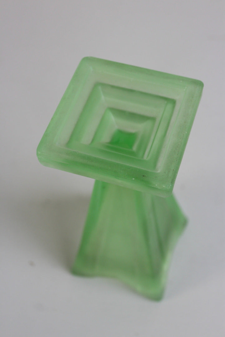 Vintage Deco Style Green Glass Vase - Kernow Furniture