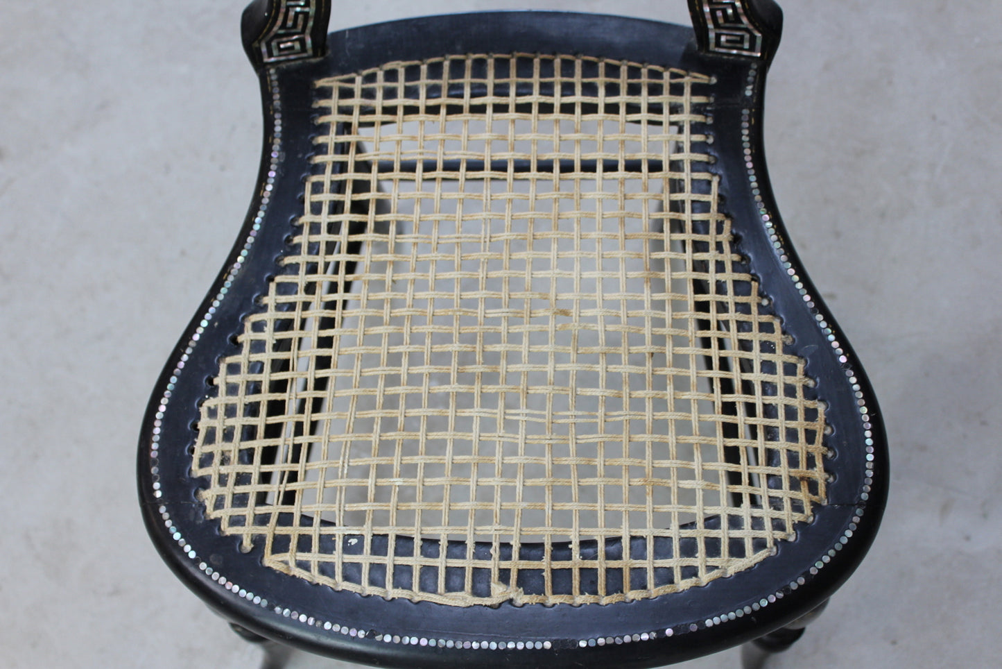 Victorian Mother Of Pearl Black Lacquer Bedroom Chair - Kernow Furniture