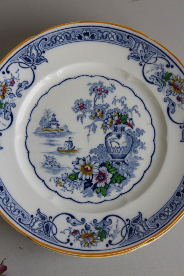 6 x Vintage Grindley Chelsea Ivory Dinner Plates - Kernow Furniture