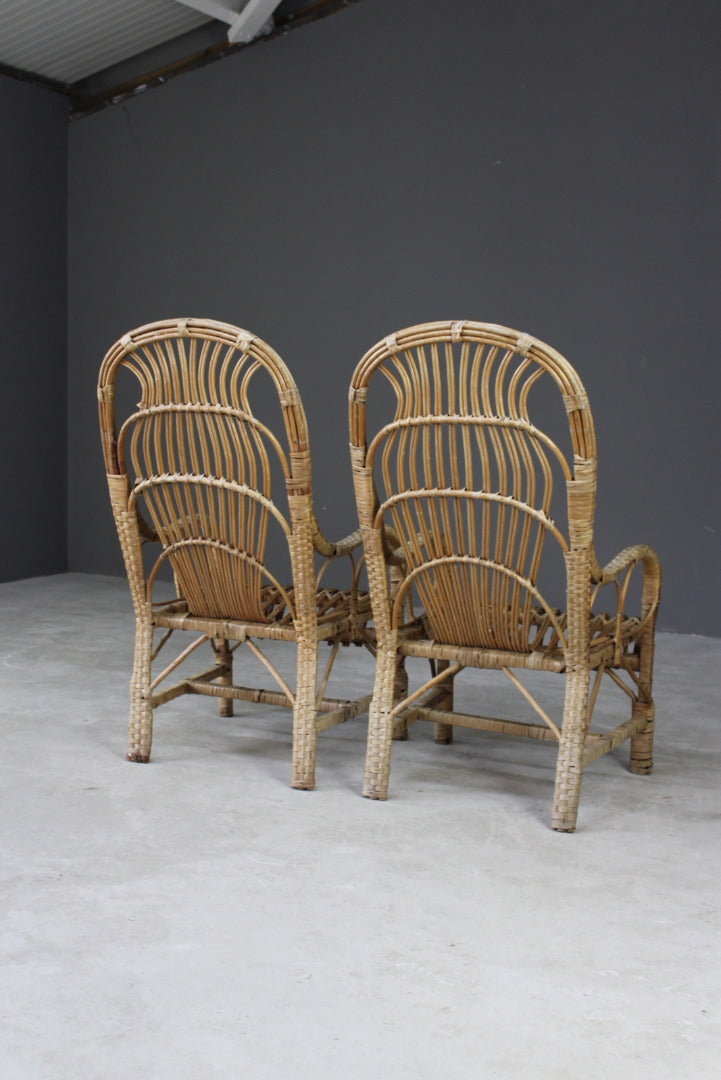 Pair Retro Cane Chairs - Kernow Furniture