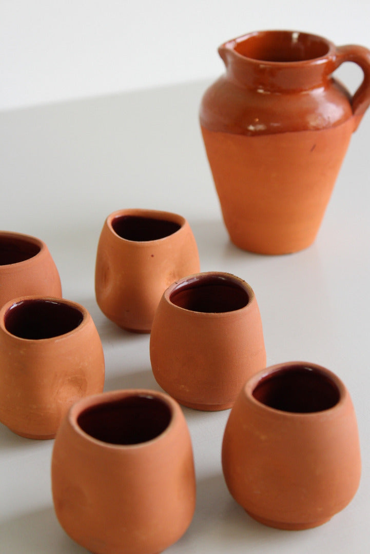 Glazed Terracotta Coffee Cups & Milk Pourer - Kernow Furniture