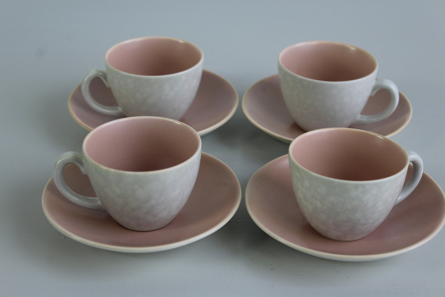 4 Vintage Poole Pottery Coffee Cups & Saucers - Kernow Furniture