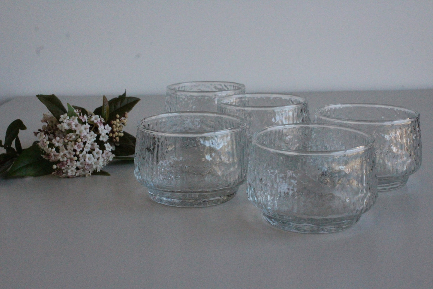 5 x Vintage Ravenhead Glass Dessert Bowls - Kernow Furniture