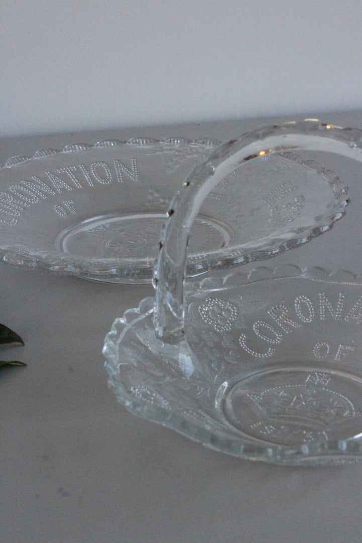 King George VI Glass Plate & Bon Bon Dish - Kernow Furniture