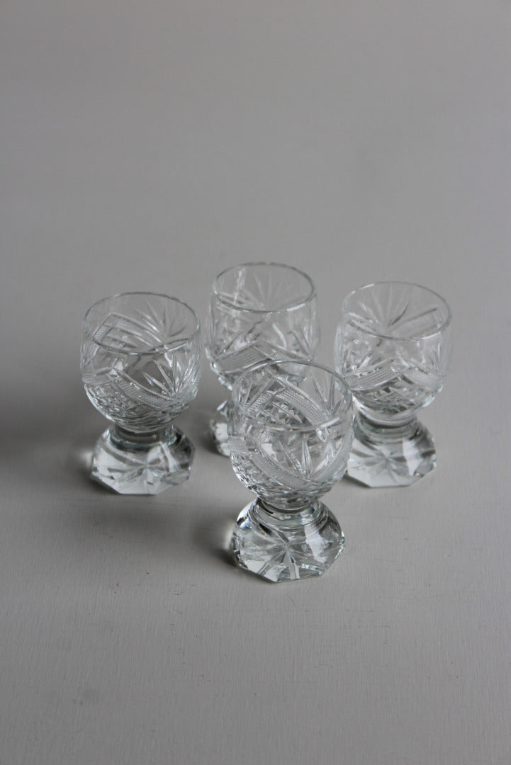 4 Vintage Cut Glass Liquer Glasses - Kernow Furniture