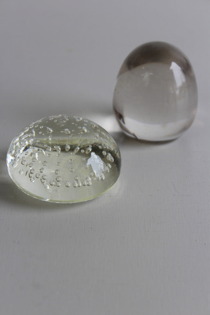 Two Vintage Glass Paperweights Bubble - Kernow Furniture