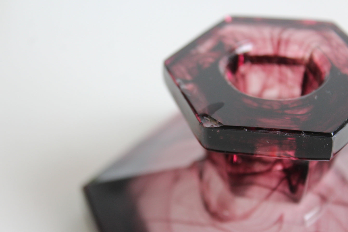 Vintage Single Smoked Glass Candlestick - Kernow Furniture