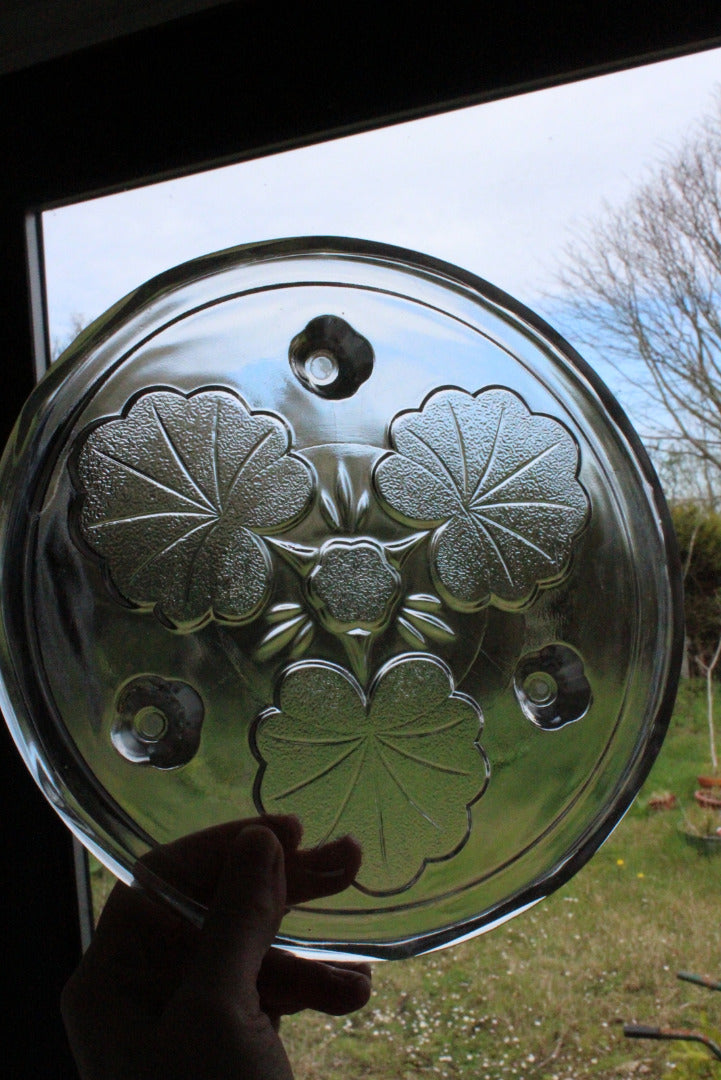 Pair Vintage Glass Cake Plates Platter Stand - Kernow Furniture
