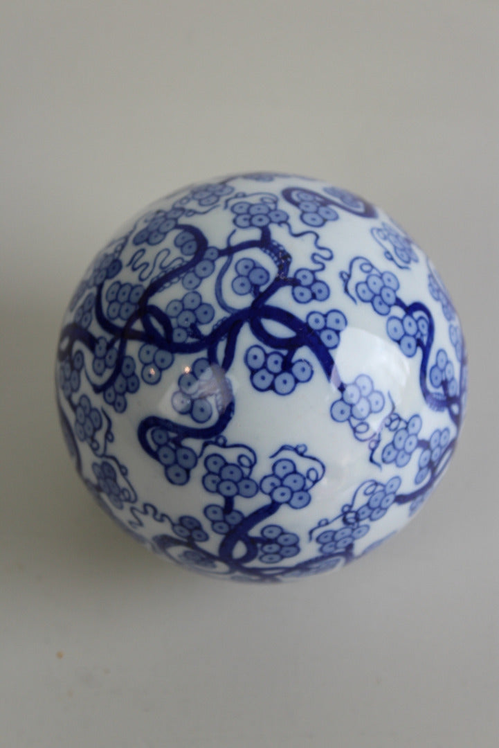 Blue & White Decorative Ball - Kernow Furniture