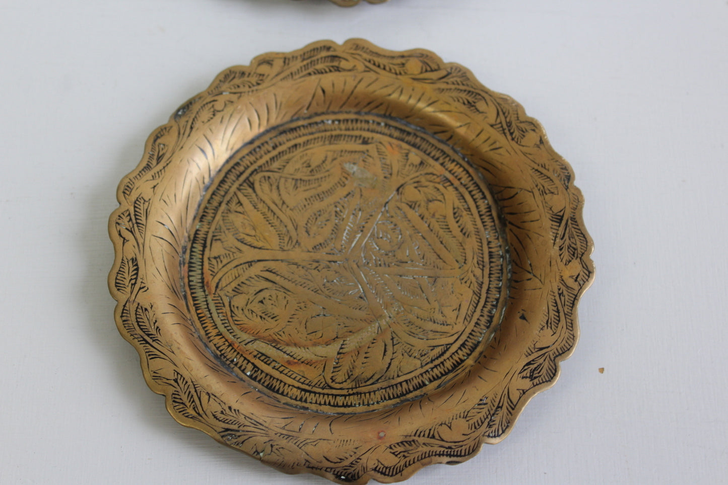 Pair Vintage Eastern Indian Brass Pin Dishes - Kernow Furniture