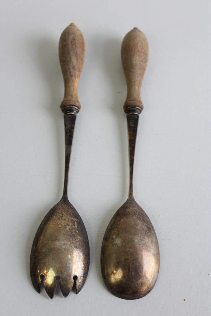 Pair EPNS Salad Servers - Kernow Furniture