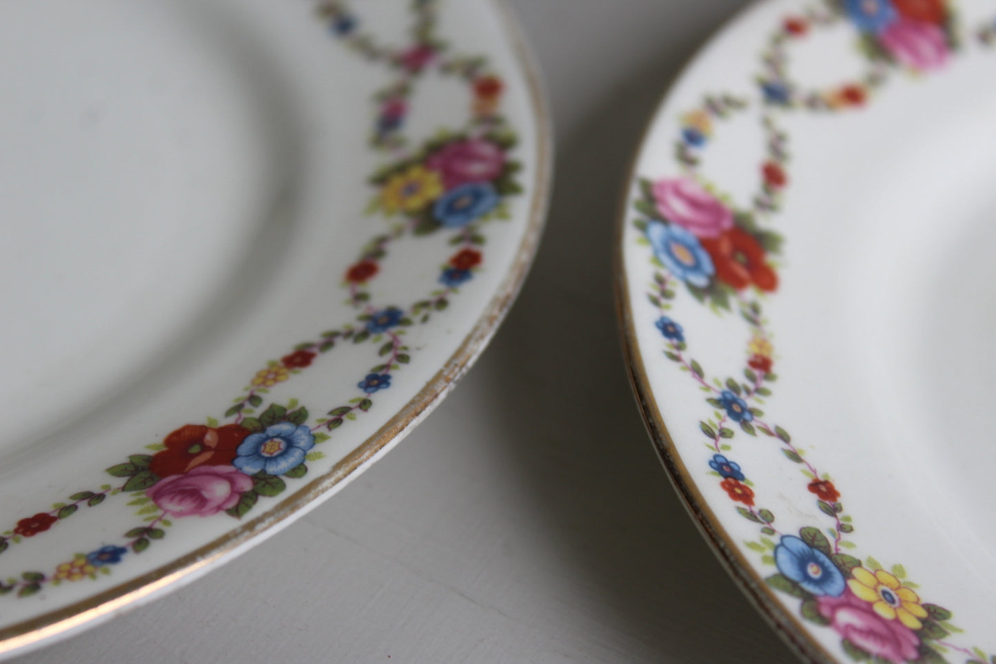 6 Vintage Pheonix Floral Tea Plates - Kernow Furniture