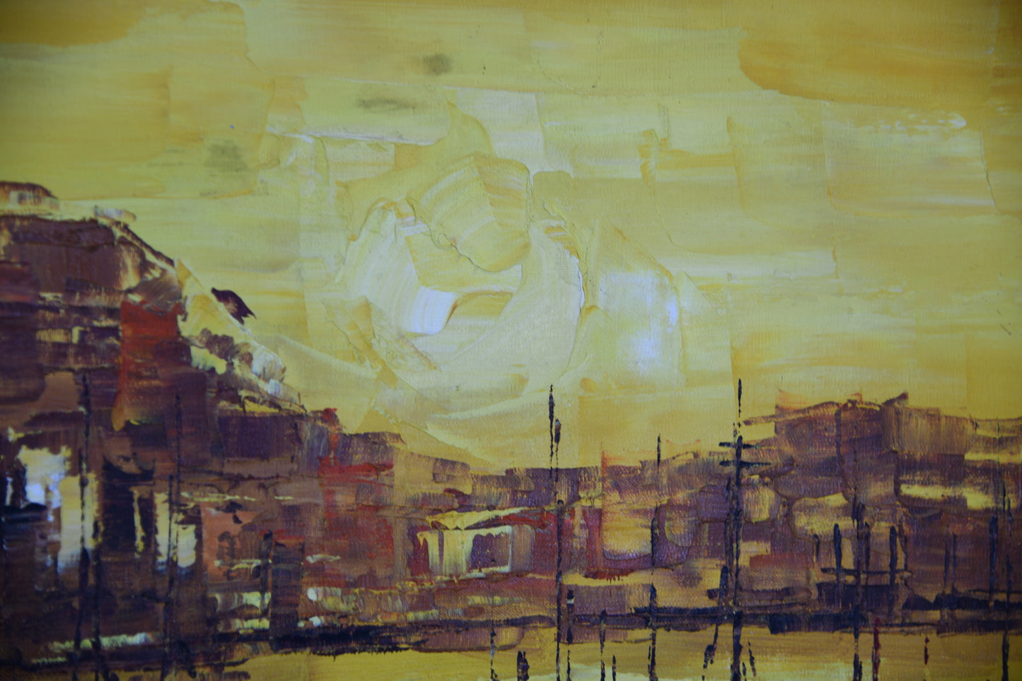 Mid Century Oriental Abstract Oil On Board - Kernow Furniture