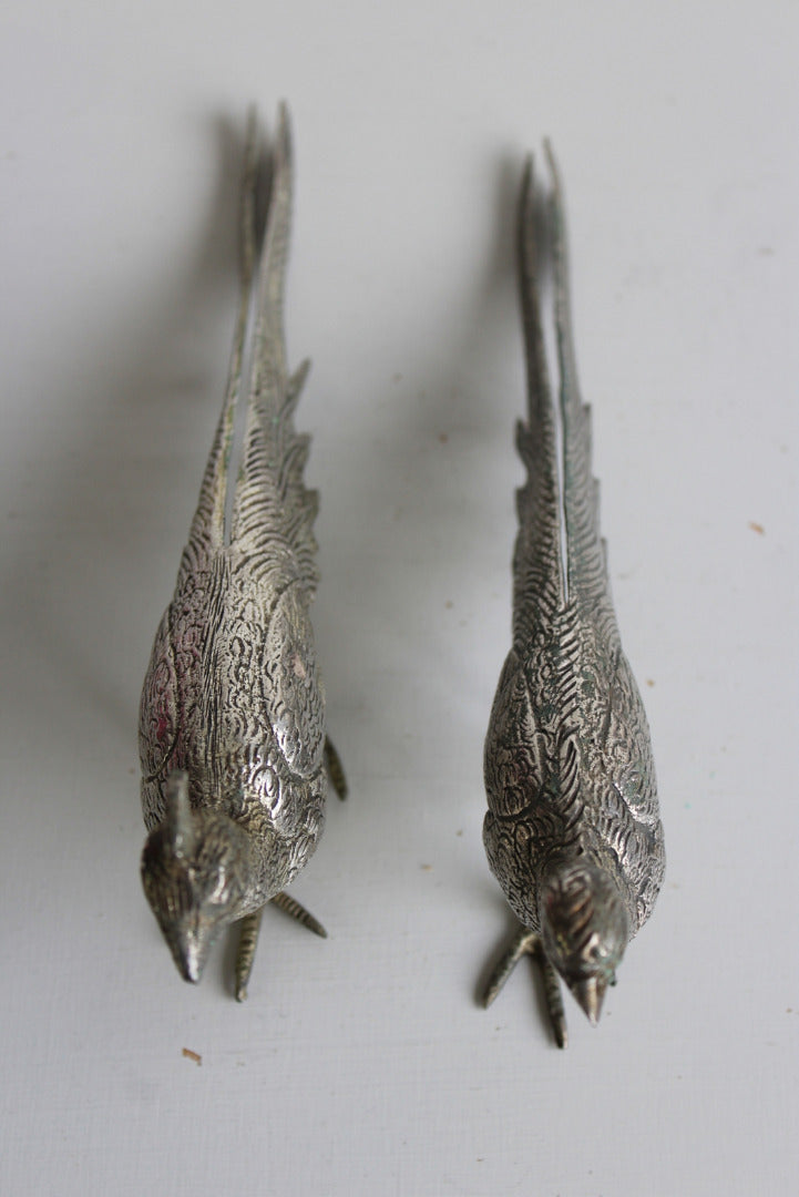 Pair Silver Tone Peacock - Kernow Furniture