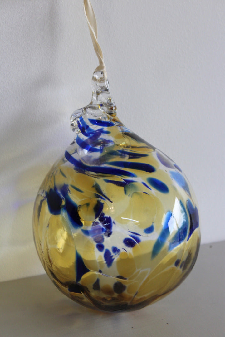 Blue Yelllow Hand Blown Glass Globe - Kernow Furniture