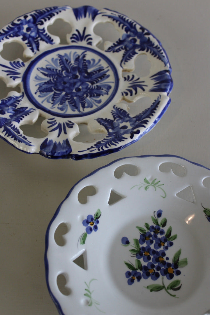 Pair Floral Decorative Plates - Kernow Furniture