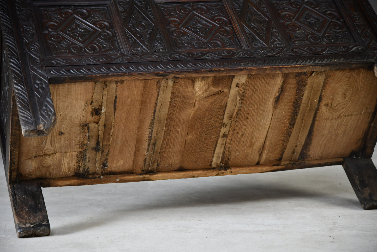 Antique 18th Century Carved Oak Coffer - Kernow Furniture