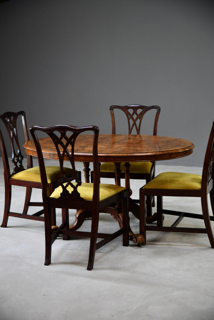 Victorian Inlaid Walnut Tilt Top Oval Table - Kernow Furniture