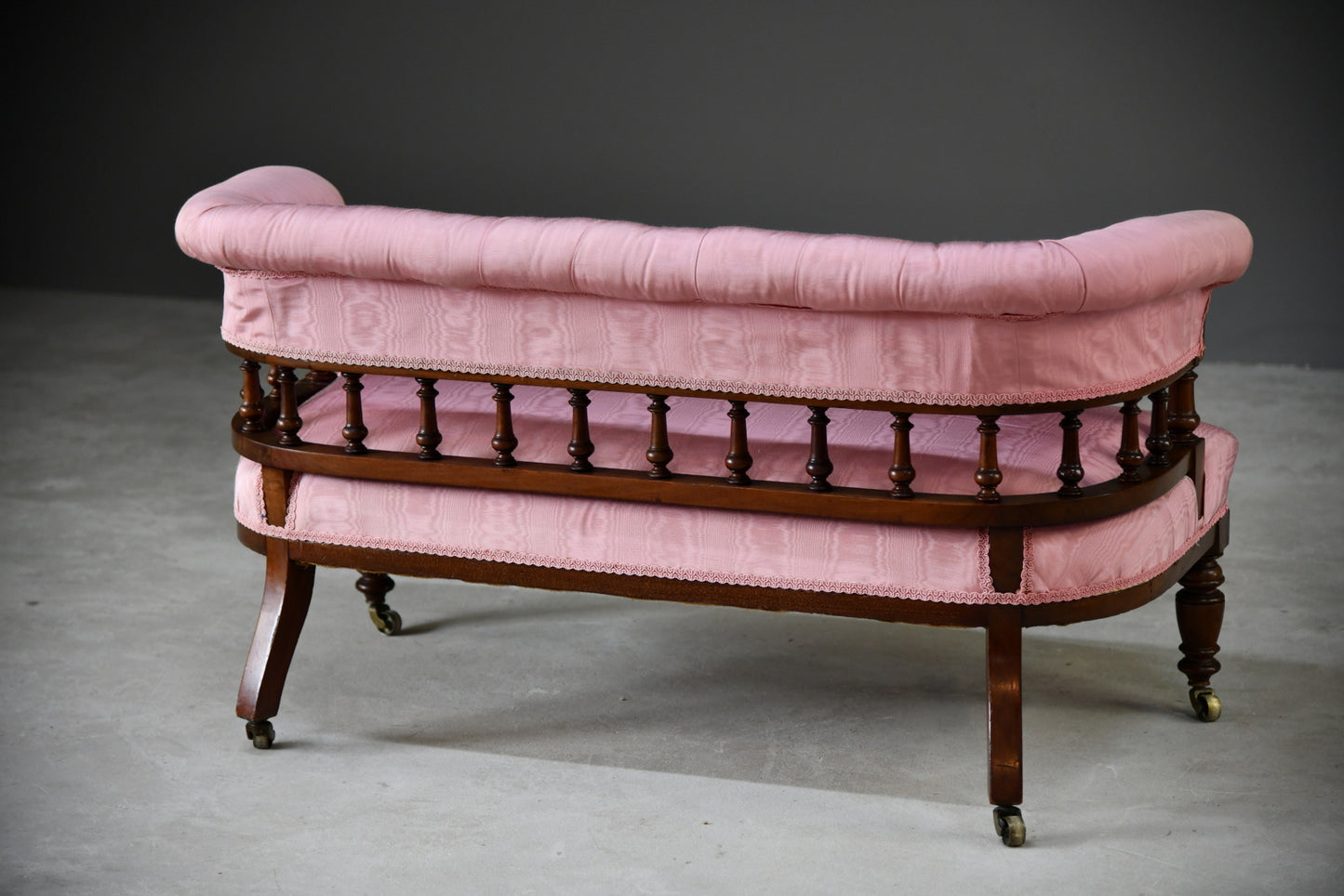 Antique Victorian Pink Upholstered Sofa - Kernow Furniture