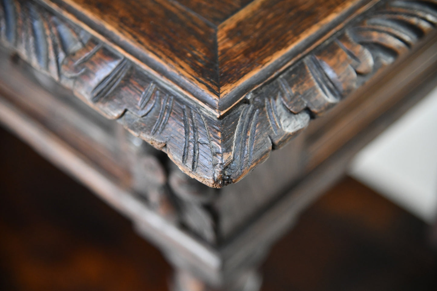 Antique Carved Oak Buffet Sideboard Shelves - Kernow Furniture