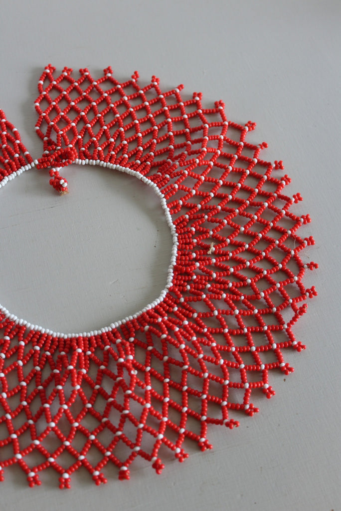 African Red Bead Collar Necklace - Kernow Furniture