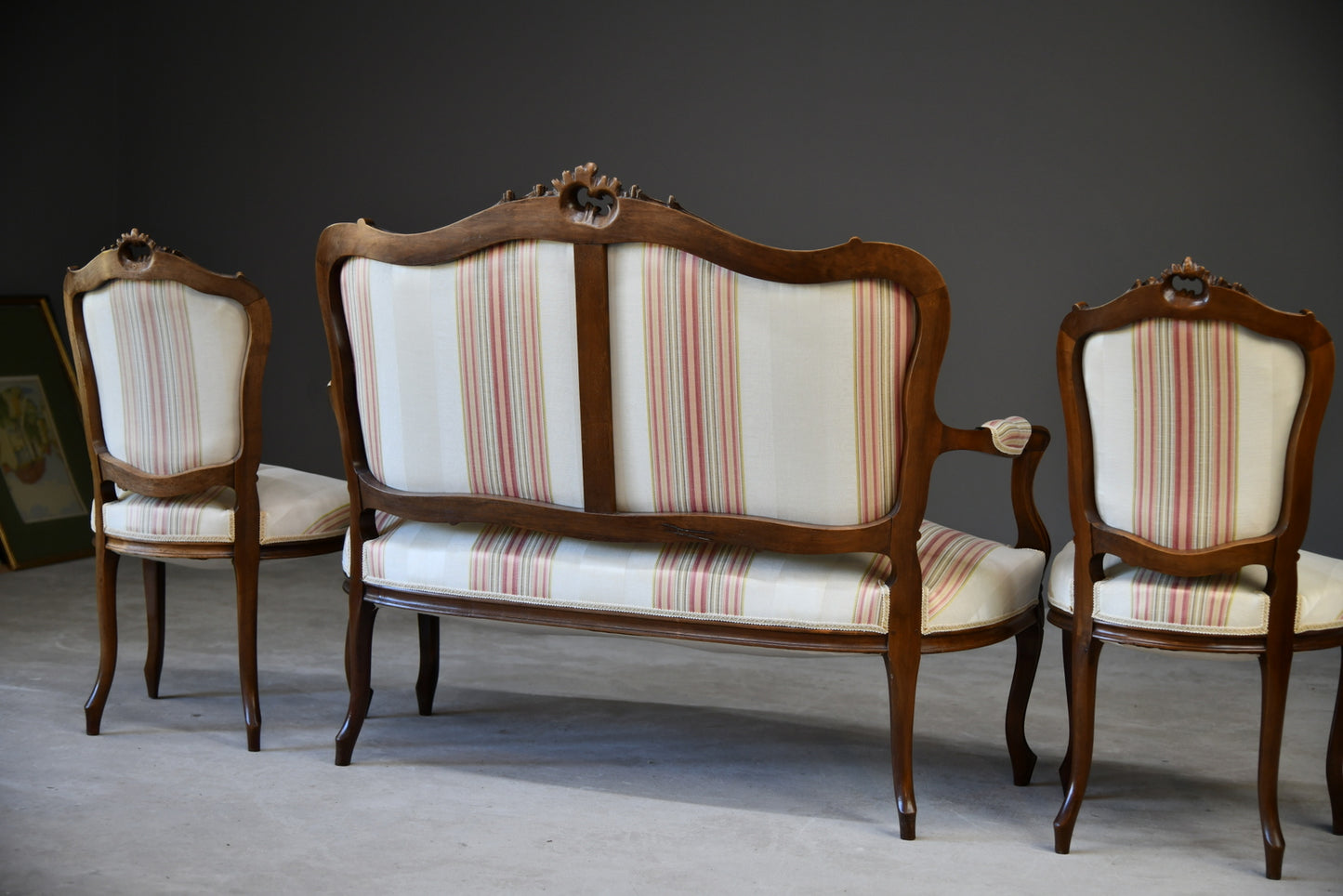 French Salon Suite Sofa & Pair Occasional Chairs - Kernow Furniture