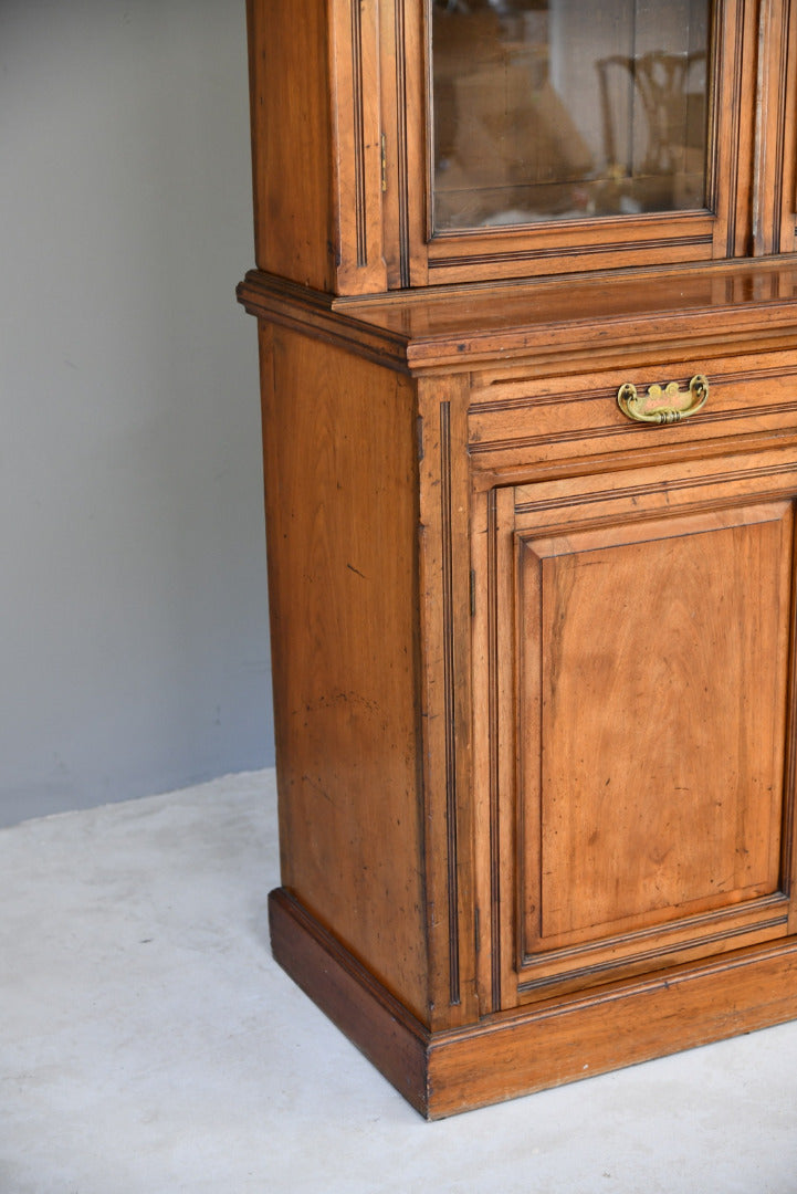 Antique Victorian Walnut Glazed Bookcase - Kernow Furniture