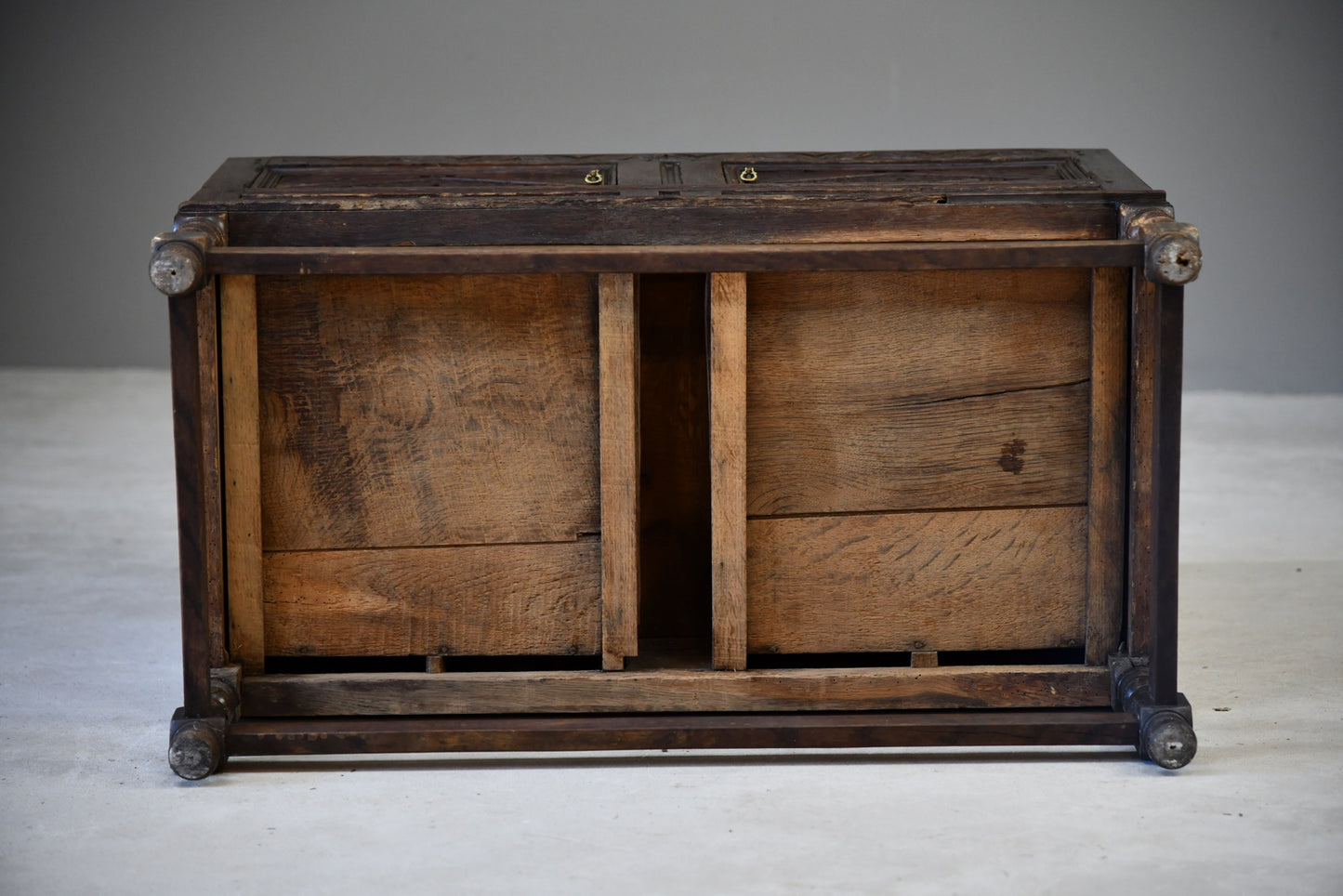 Antique Carved Oak Mule Chest - Kernow Furniture