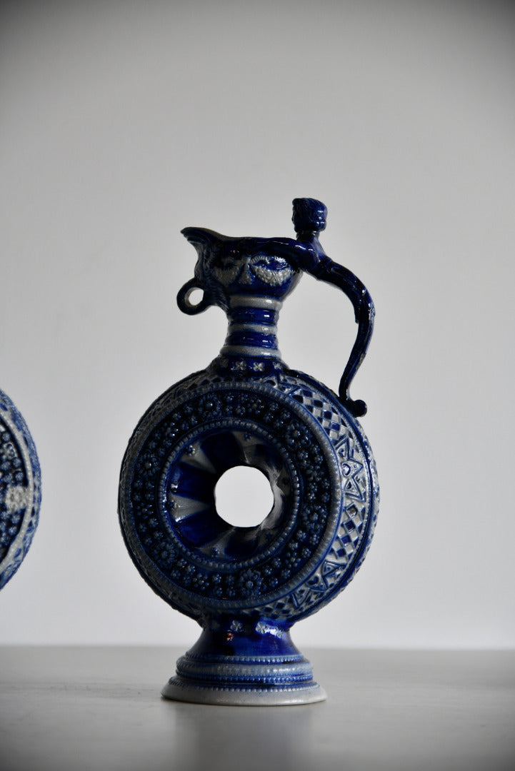 Pair Saltglaze German Westerwald Ewers Decorative Jugs - Kernow Furniture