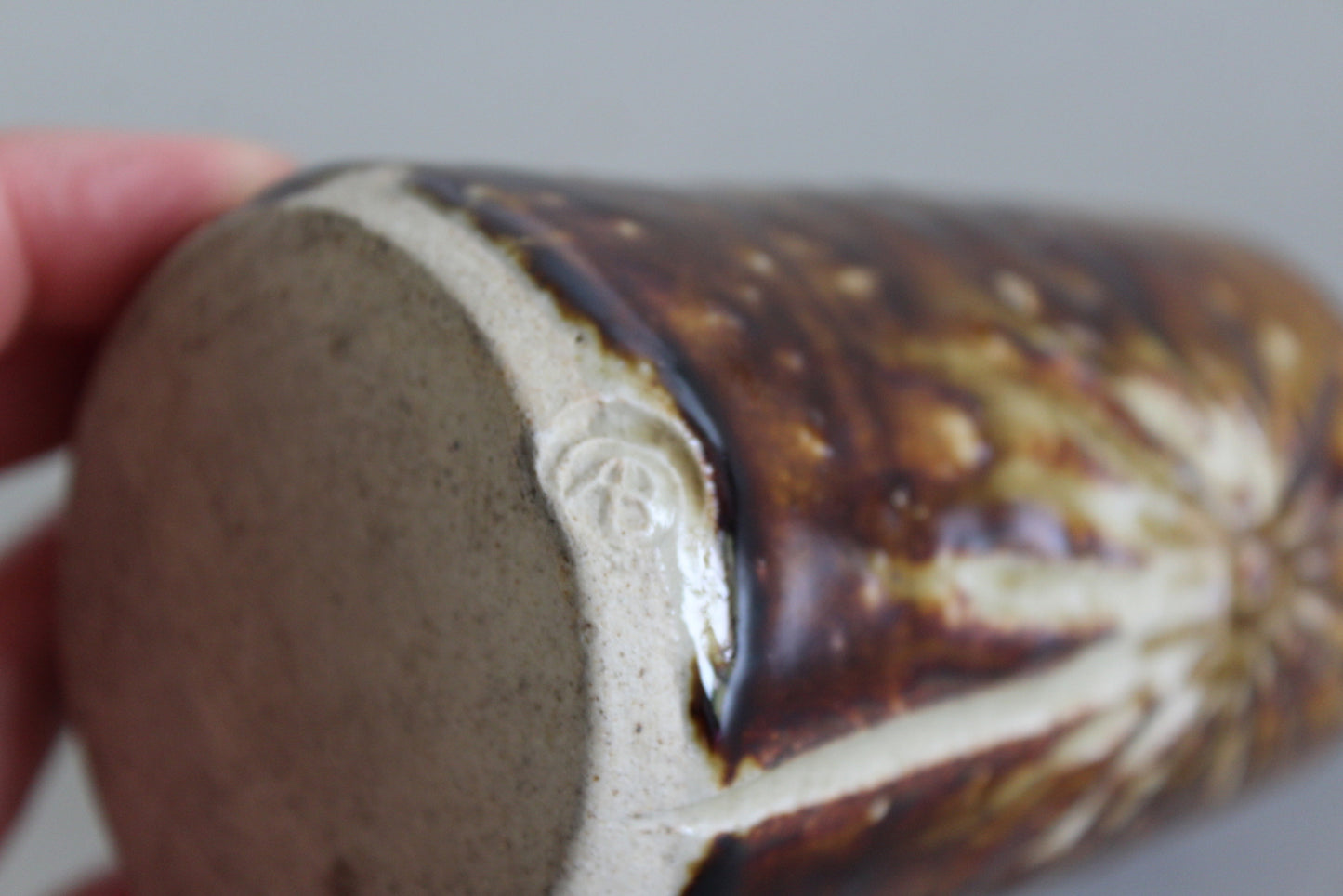 Vintage Retro Brown Glazed Studio Pottery Vase - Kernow Furniture