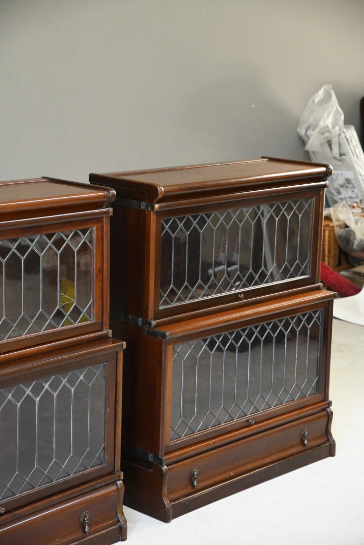 Pair Globe Wernicke Lead Glazed Bookcase - Kernow Furniture