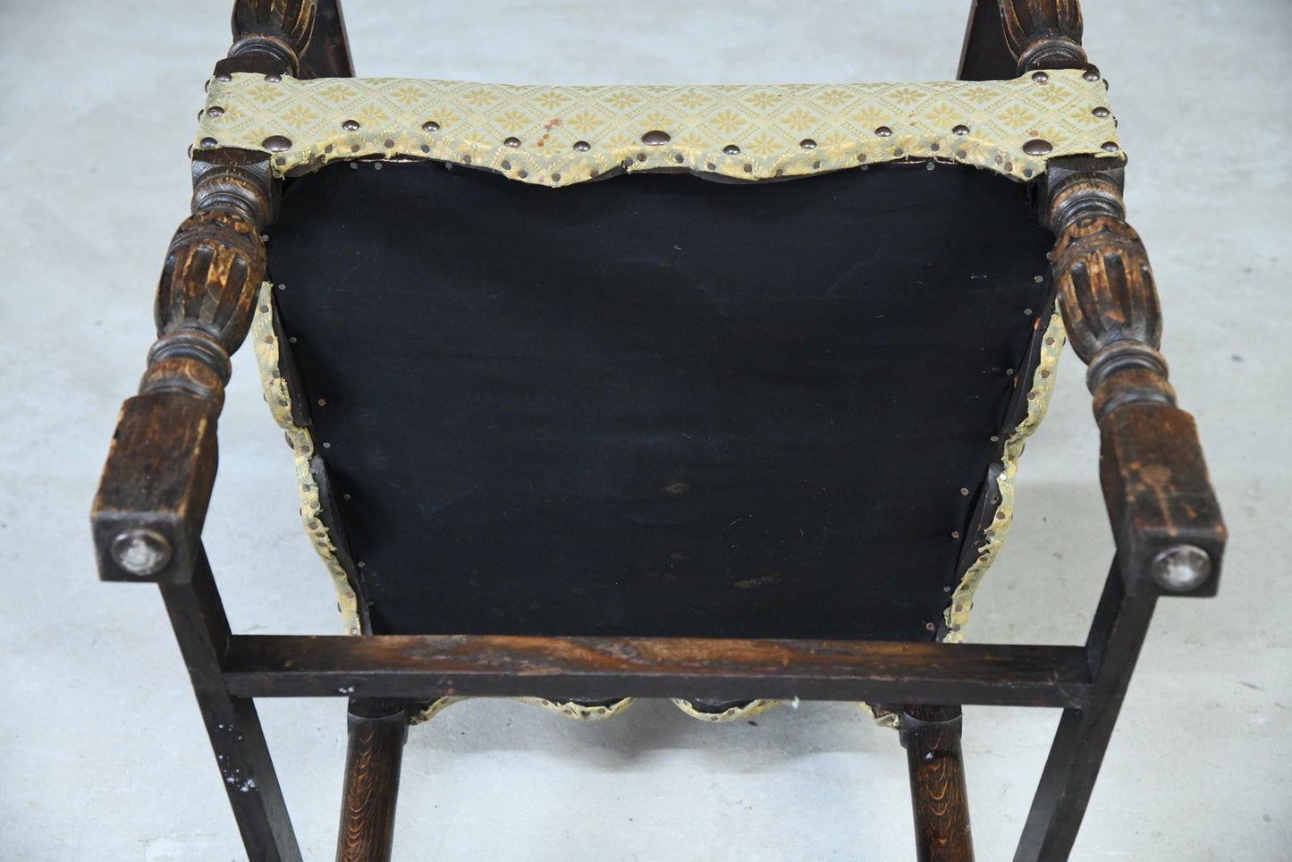 Oak Open Arm Carolean Style Armchair - Kernow Furniture