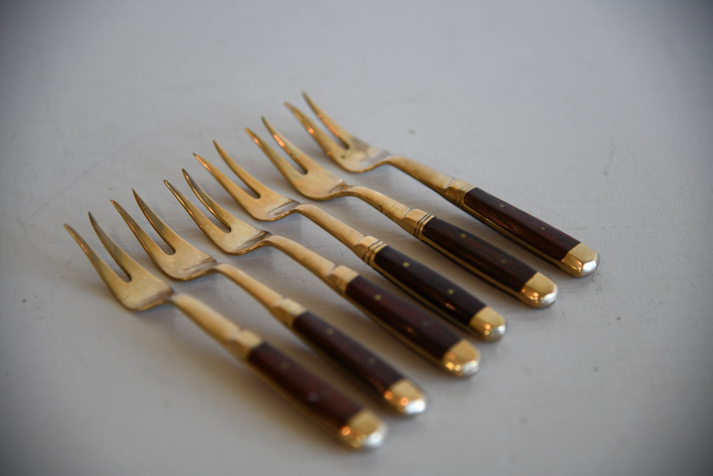 Set Mini Teak & Brass Tone Forks - Kernow Furniture
