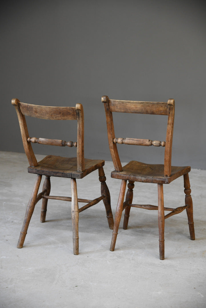 Pair Rustic Kitchen Chairs - Kernow Furniture