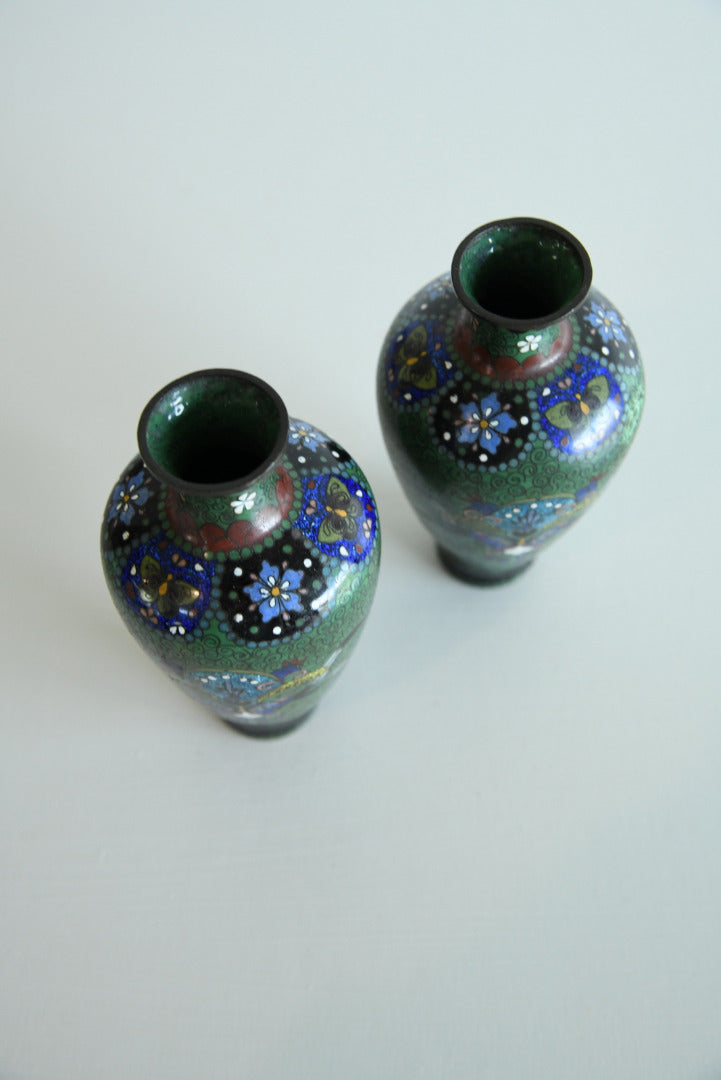 Pair Cloisonne Vase - Kernow Furniture
