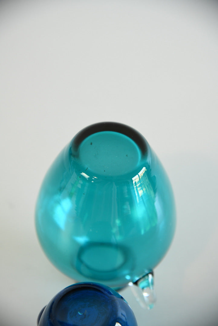 Vintage Blue Glass Vase & Jug - Kernow Furniture