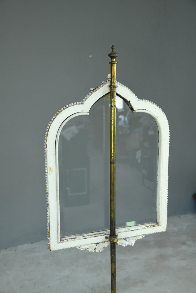 Antique Continental Painted & Gilt Pole Screen - Kernow Furniture