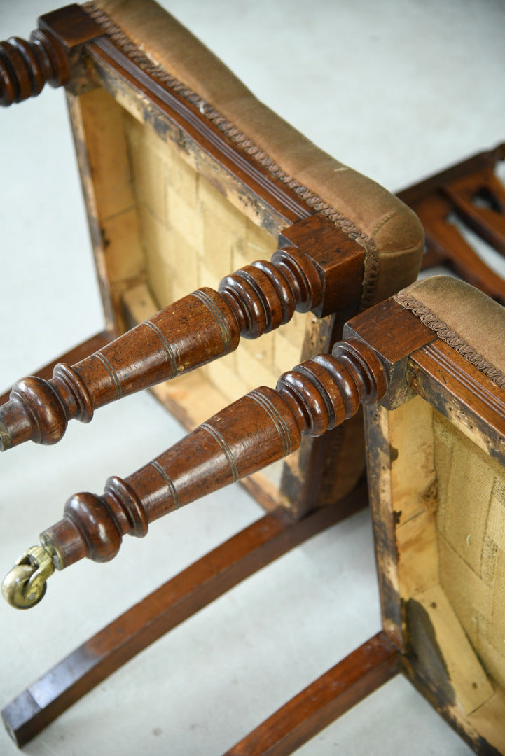 Pair Edwardian Walnut Dining Chairs