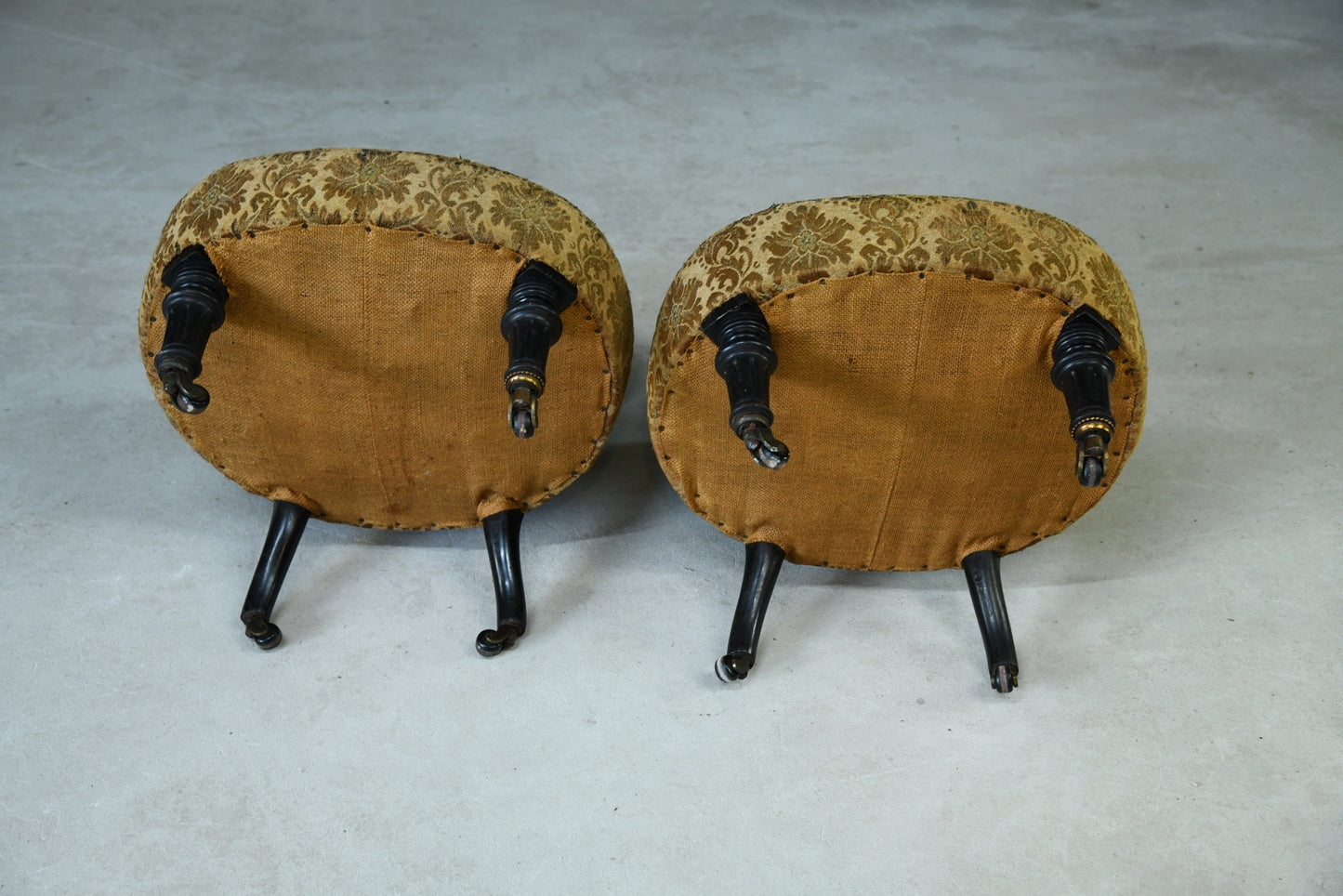 Pair Victorian Ebonised Salon Chairs