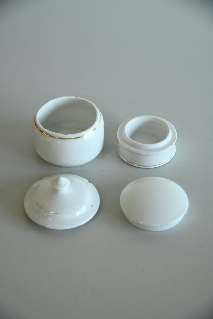 Pair White Dressing Table Trinket Pots