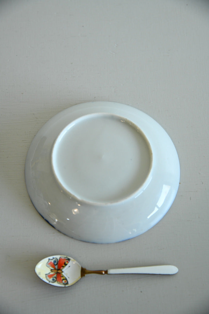 Oriental Cup Saucer Enamel Spoon
