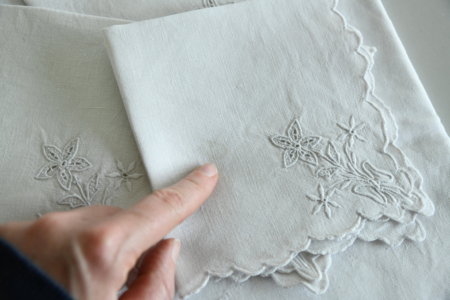 4 Vintage Embroidered Napkins