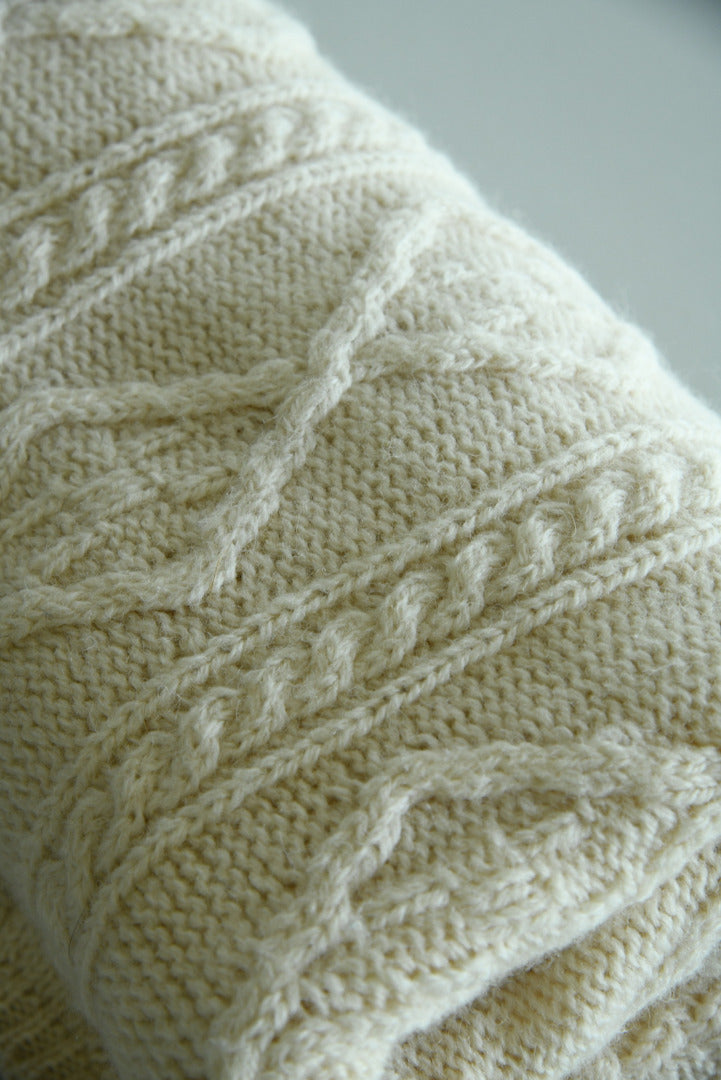 Cream Aran Wool Blanket