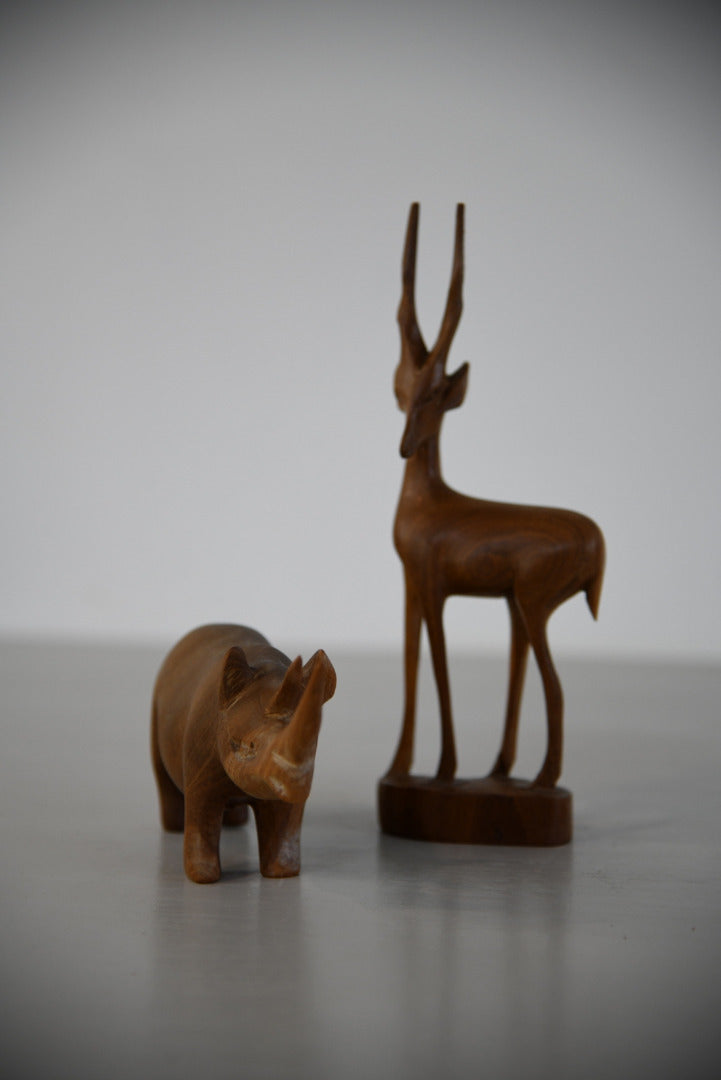 Retro Teak Rhino & Gazelle