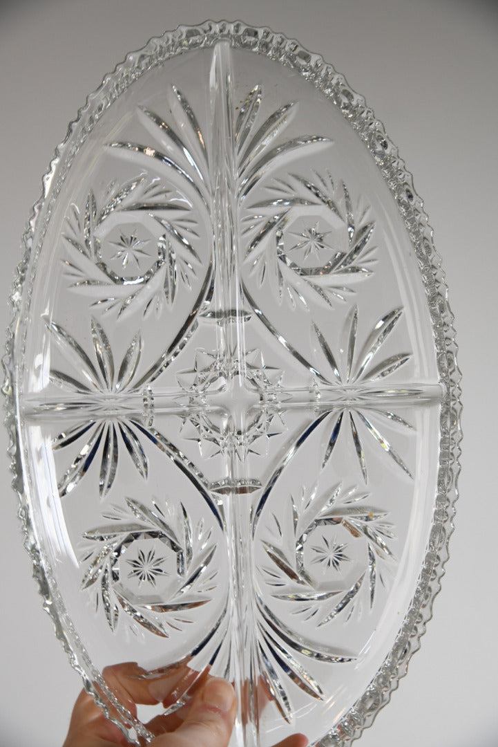 Oval Cut Glass Dish