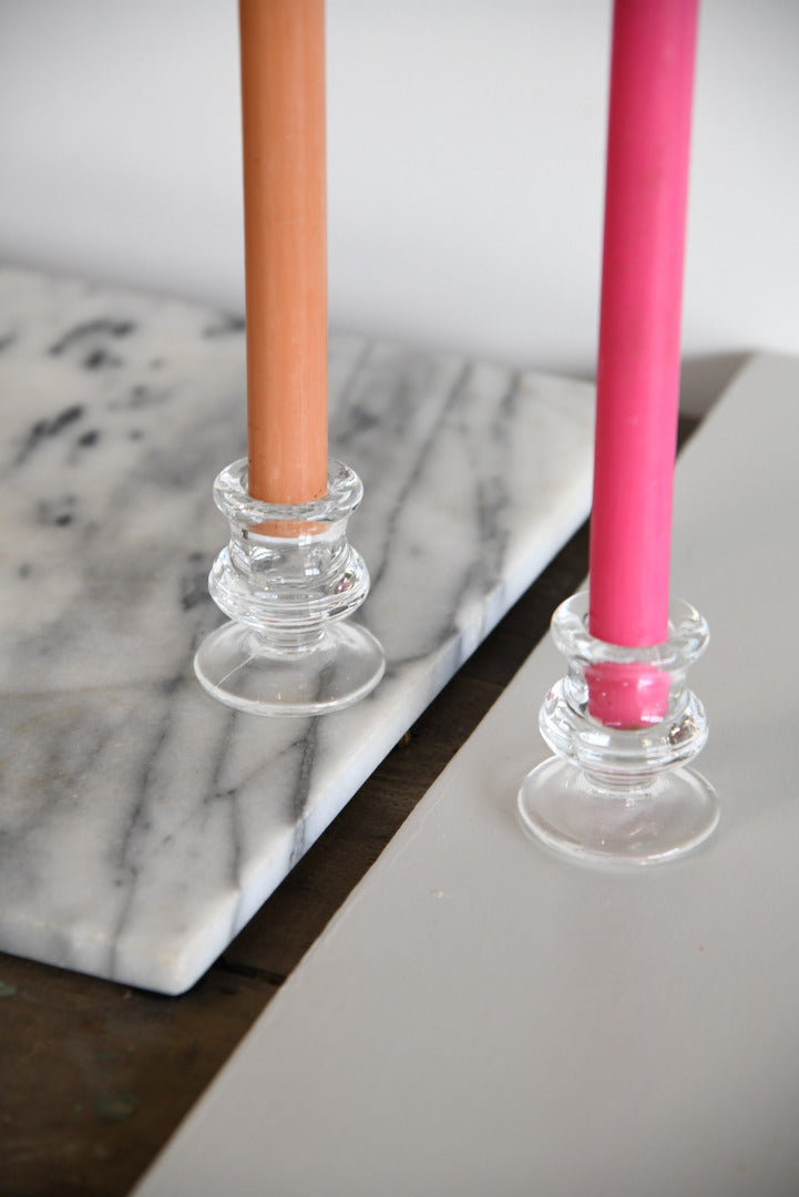 4 Vintage Glass Candlesticks