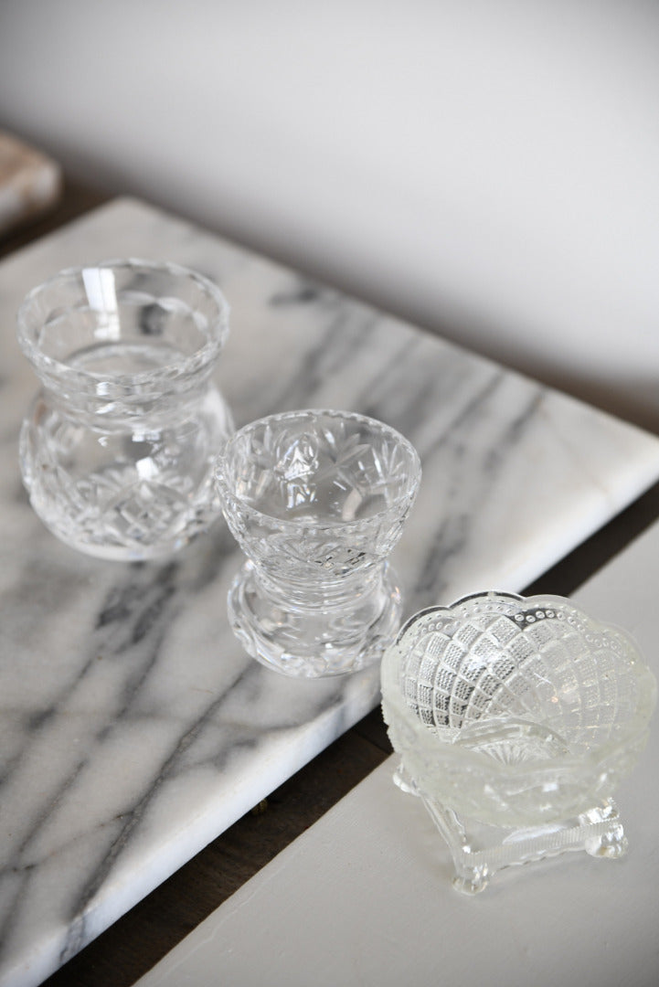 3 Vintage Glass Vase & Pot