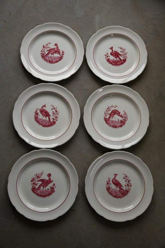 6 x Copeland Spode Red Pheasant Dinner Plates